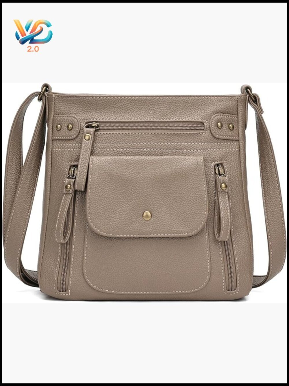 Medium PU Leather Crossbody Bag with Multi Pockets